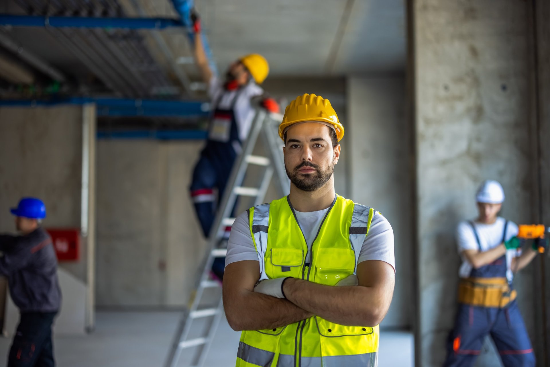 Portrait of serious male worker